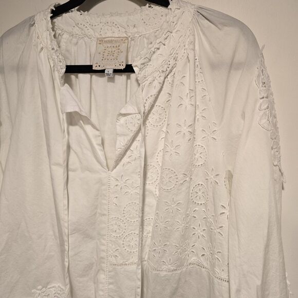 Johnny Was Dress Women Large White Jade Ekaterina Embroidery Pockets Tassel FLAW - Picture 2 of 13